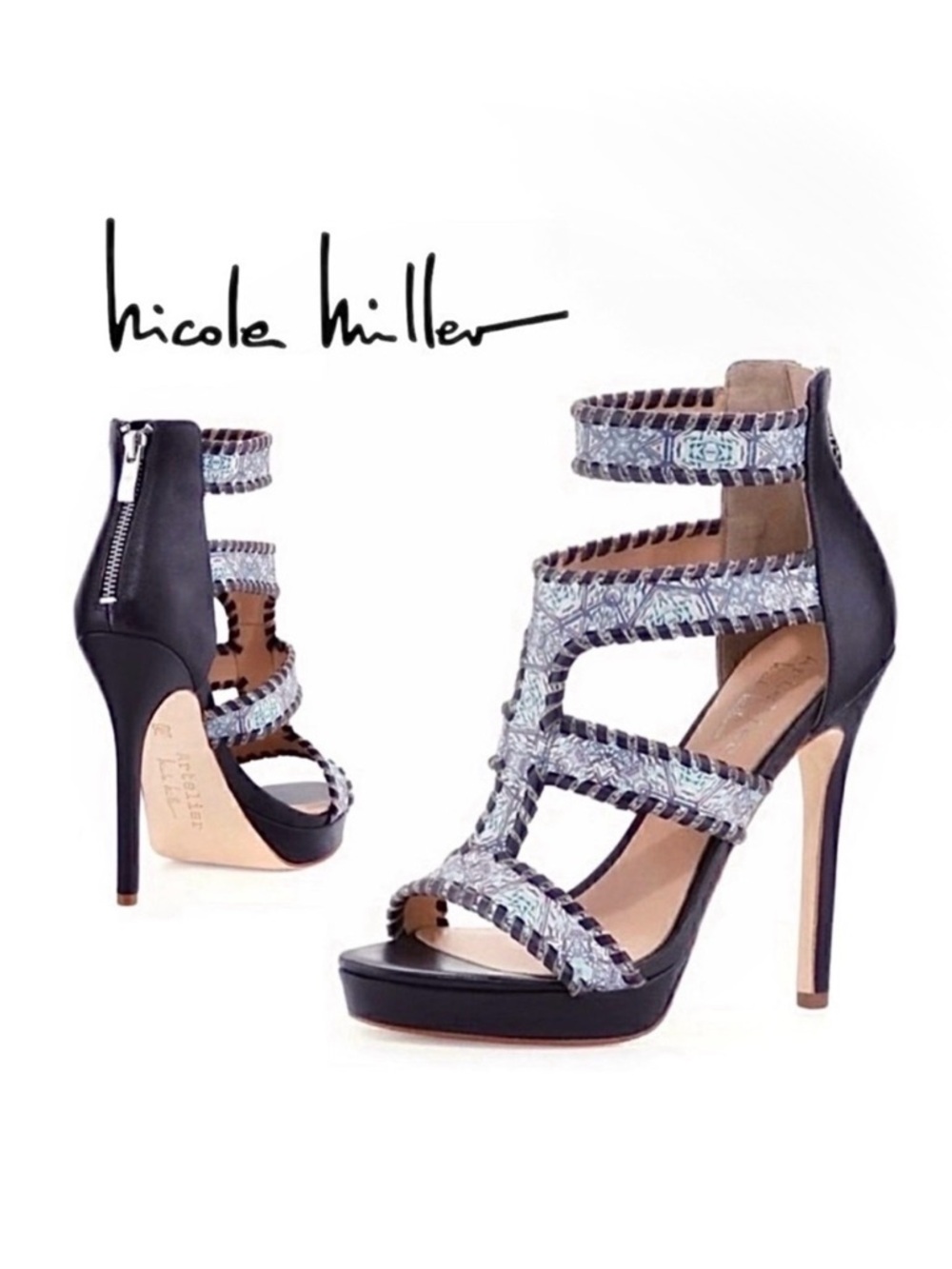 NICOLE MILLER Zembra Artelier Caged Platform Heel Sandals